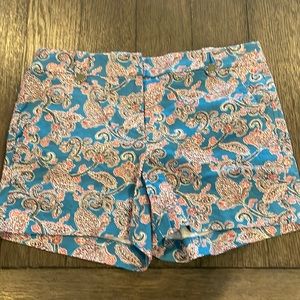 Loft women’s shorts, size 8, blue with red and white paisley print